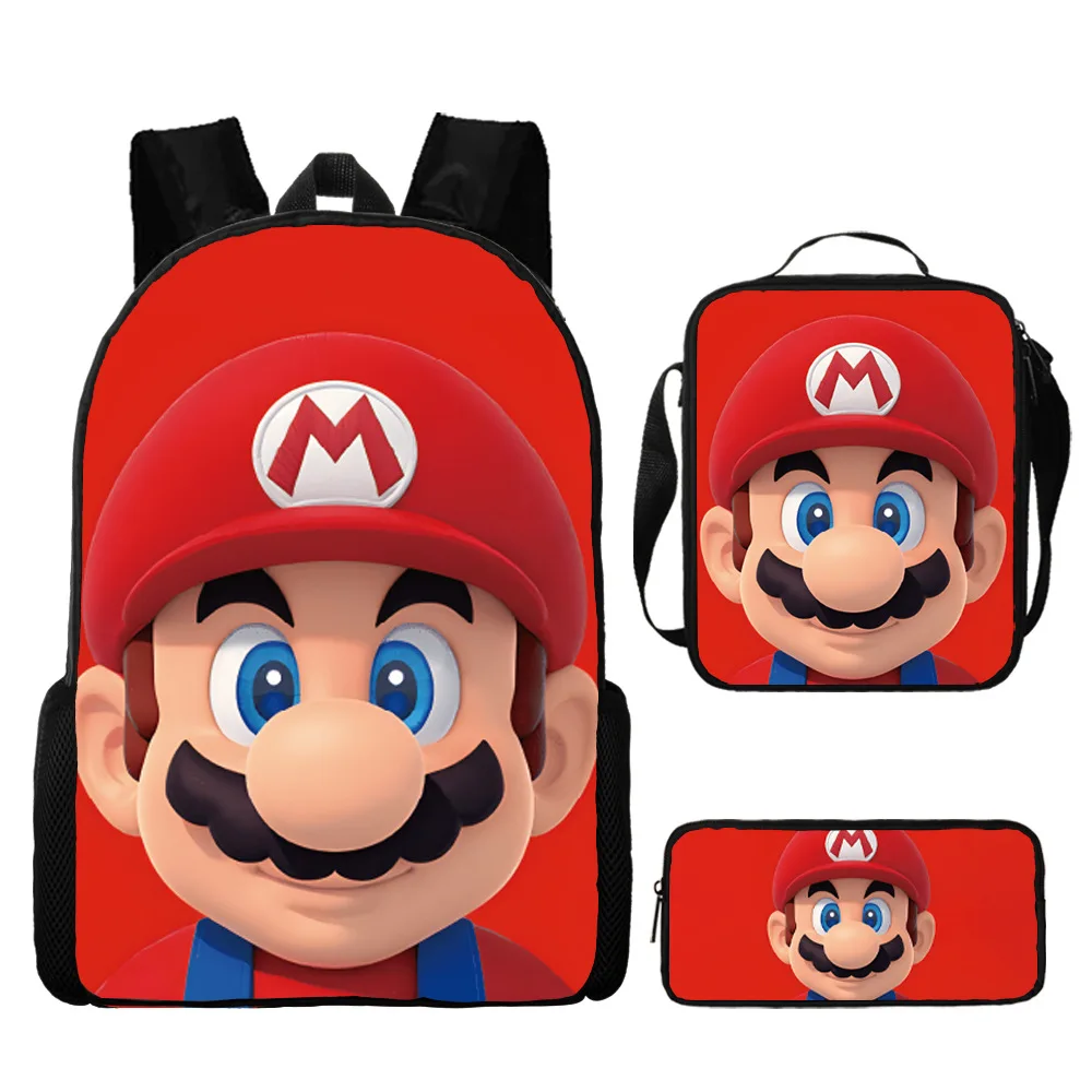 3pc-set 3D nový film super mario bratry mario primární a prostřední škola studenti brašna chlapci dívčí anime kreslený mochila