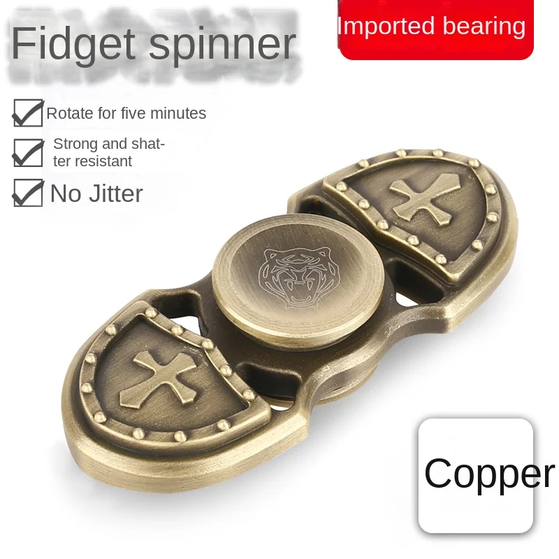 Giroscópio de ponta do dedo do cruzado giroscópio de duas folhas girador de mão de cobre puro liga de titânio fidget spinner edc