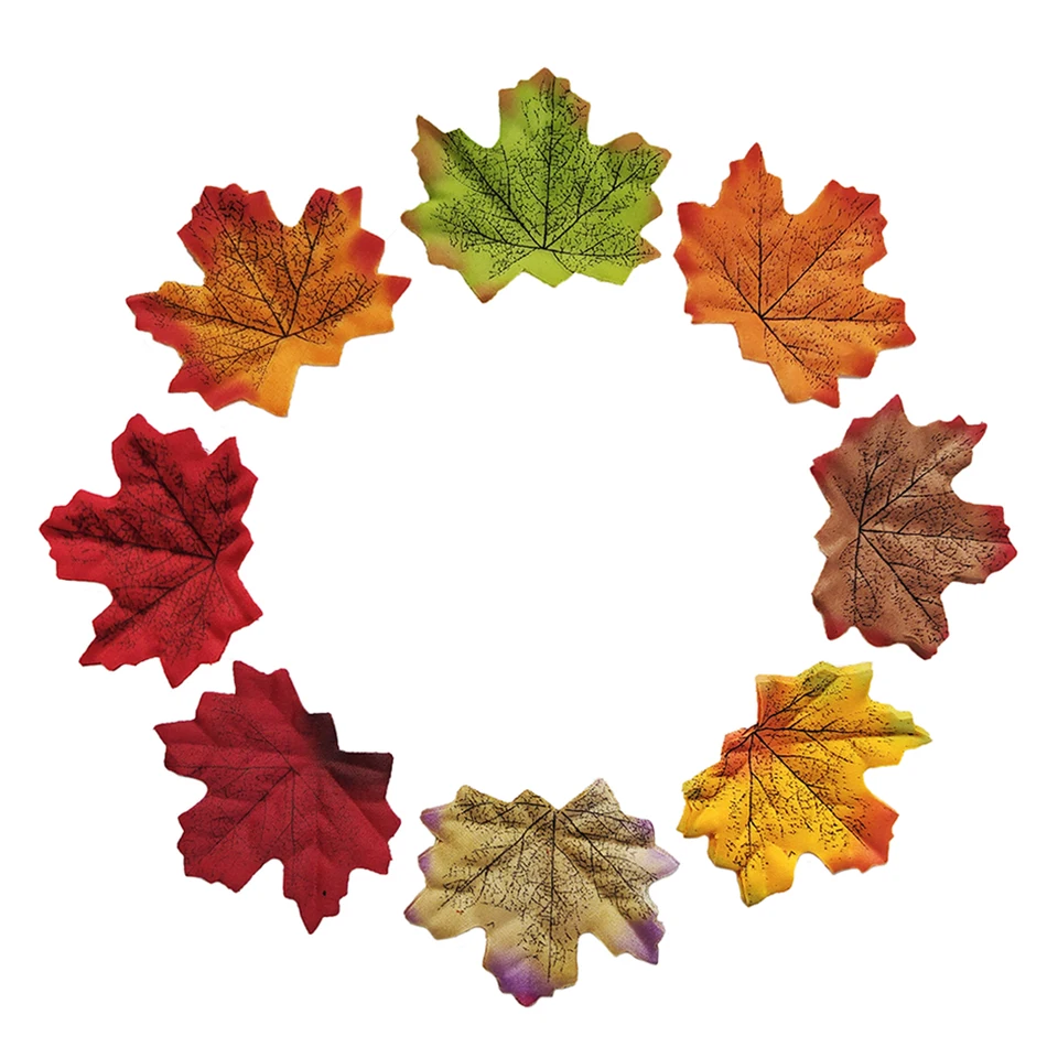 Feuilles d'automne décoratives de 12 cm, 0,3 kg, fausses feuilles d'automne, sans odeur, 650 grandes feuilles d'automne pour travaux manuels, feuillage d'automne, feuilles d'automne en tissu (début
