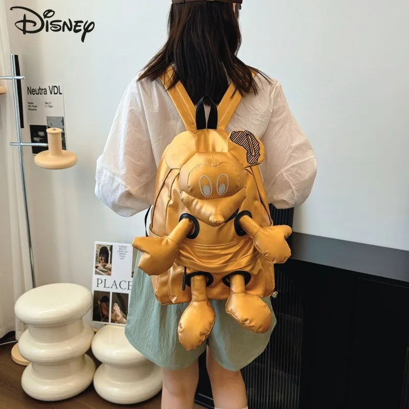 

Рюкзак с Микки Диснеем из искусственного материала, глянцевый женский новый дорожный студенческий школьный рюкзак, повседневный, большой вместительности, разноцветный