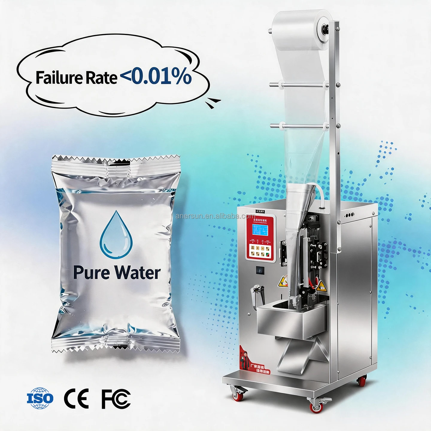 Best Seller Sachet Water Ice Pop Milk Liquid Packing Machine for Sauce Fruit Juice Oil 3 Side Seal Pouch Filling Sealing Machine