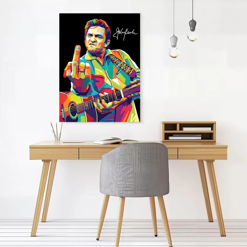 Johnny Cash Pop Art Portrait Canvas Wall Arts Poster Customizable Pictures Printing for Room Painting Bedroom Decorative Picture