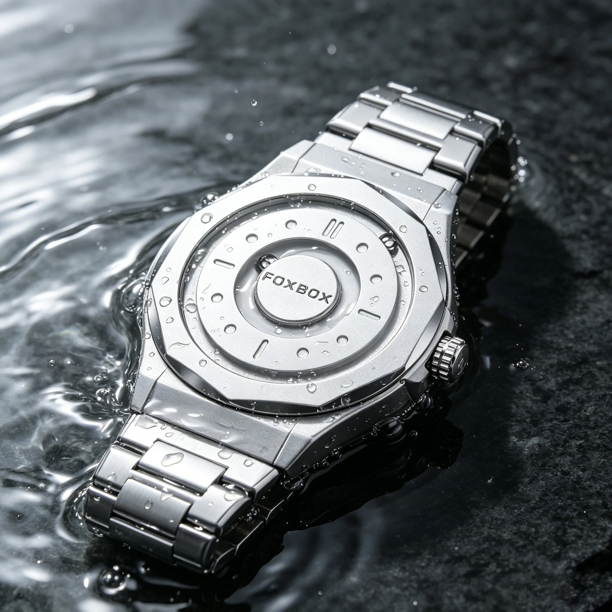 FOXBOX Watches Male Magnetic Watches Quartz Waterproof Leather Steel Stainless Steel Bracelet Watches Silver Dial Fashion Sports