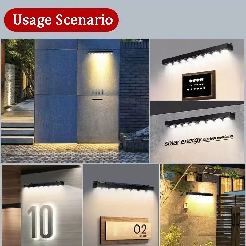 LED Led Solar Light Wall Light Solar Wall Lamp Outdoor Waterproof Automatic Sensor White/Warm Fence Lamp for Courtyard