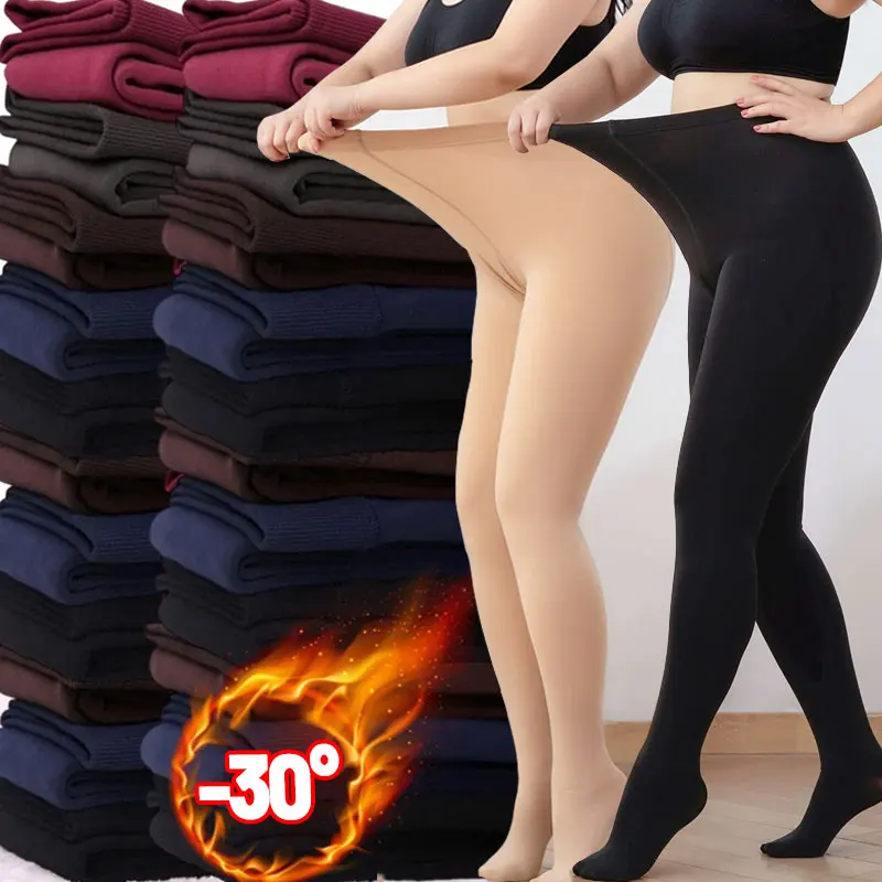 2025 New Thermal Stockings Woman Fleece Tights Sexy Winter Warm Pantyhose Slim Thicken Tights Elastic Velvet Pantyhose Female