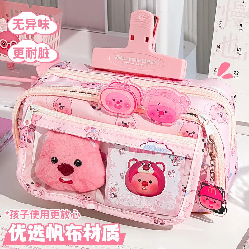 Anime Loopy Pencil Bag Beaver Large Capacity Cartoon Cute Student Multifunctional High-Looking Pencil Case Storage Bag Gift