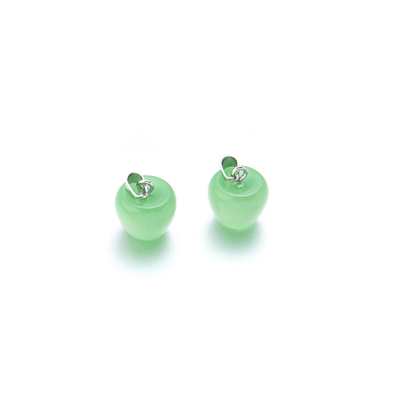 2pcs Natural Stone Apple Pendants for DIY Making