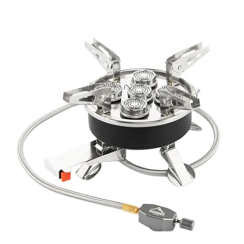 Widesea Camping 5in1 Gas Stove Outdoor Big Power Burner Portable Folding Furnace Picnic Equipment Cooking Hiking Supplies