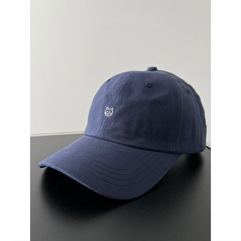 القط المطرزة قبعة بيسبول النساء السفر في الهواء الطلق قبعة تنوعا لينة بلغت ذروتها قبعة الرجعية الأزرق الداكن العصرية الرجال قبعة بيسبول #1