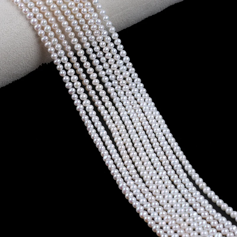 Hot sale 4-4.5mm Natural White Akyoa Round Freshwater Loose Pearl Beads For Women DIY Accessories