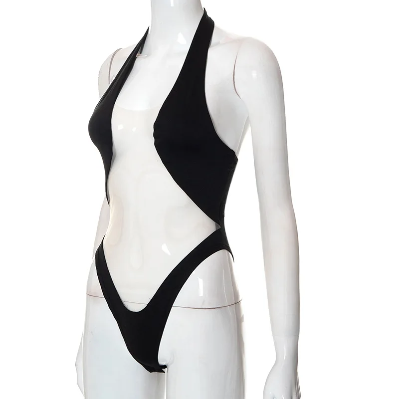 Body transparente y Sexy para mujer, lencería sin mangas de una pieza, corsé montado en el cuello, Top, tendencias de moda de verano, ropa