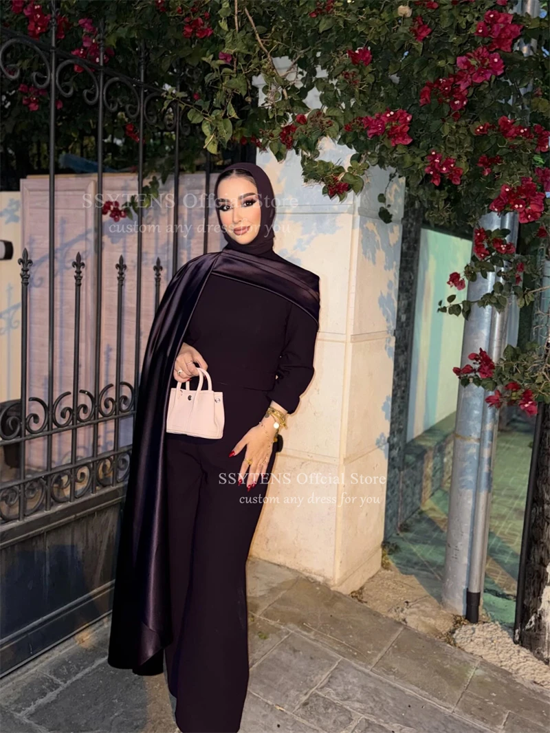 فساتين سهرة أرجوانية من SSYTENS سراويل نسائية عربية بطول الأرض للمناسبات الخاصة فساتين حفلات رسمية سعودية حسب الطلب