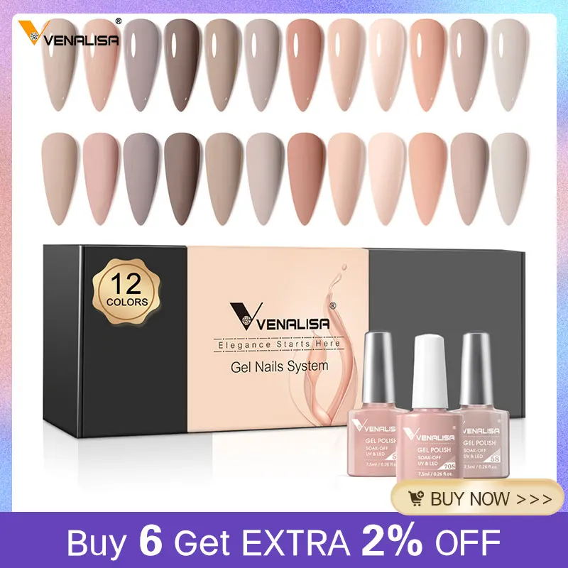 12 pçs/kit venalisa gel unha polonês com alta qualidade caixa de marca para presente feminino reflexivo frash gel pigmento unha arte manicure