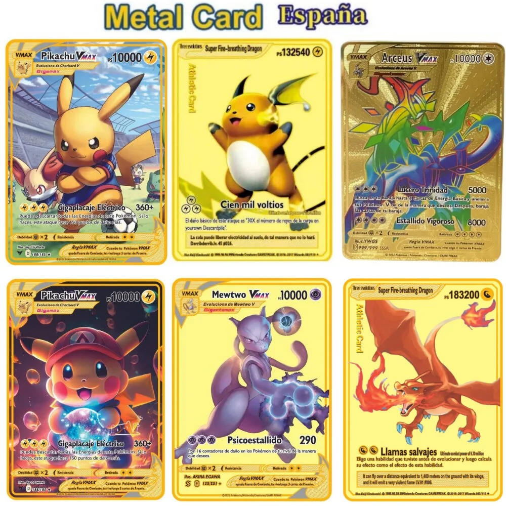 10000 point arceus vmax pokemon metal cards DIY card pikachu charizard golden limited edition kids gift game collection cards