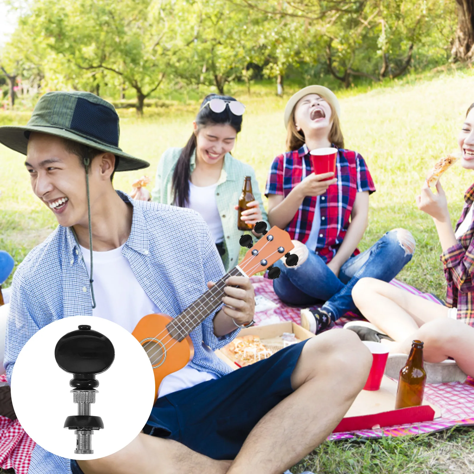 

4Pcs Ukulele String Keys Tuning Pegs Steel Friction Tuners Set Plastic Button Adjustable Pressure Tuning Peg Key Tuner