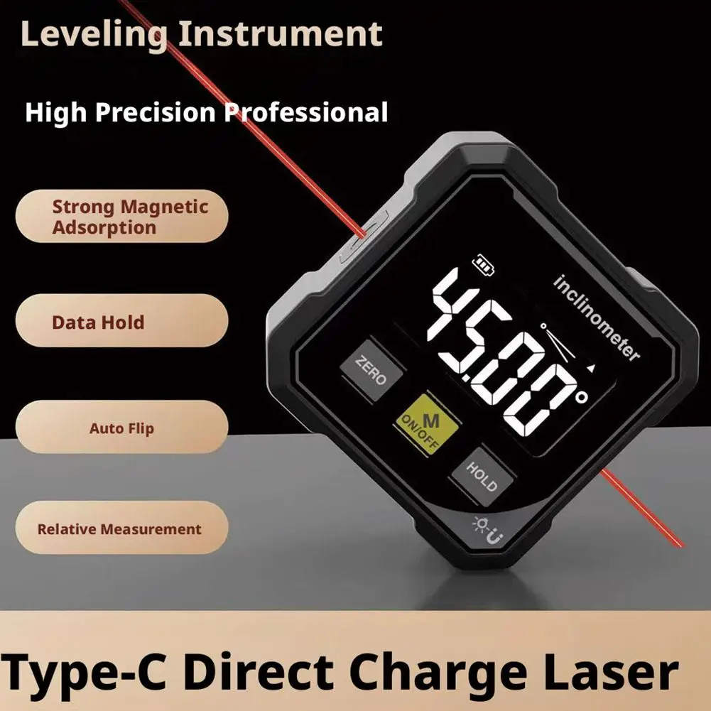 Laser Level with Digital Angle Finder Lazer Leveler Tool Digital Angle Gauge Wall Laser Level for Hanging Frames & Woodworking
