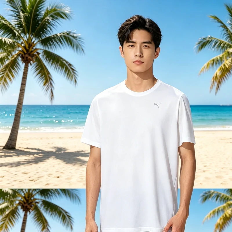 Puma Men's Short Sleeve T-Shirt 520759-02 Summer Casual Breathable Cotton Top Fashion Versatile Sports Tee