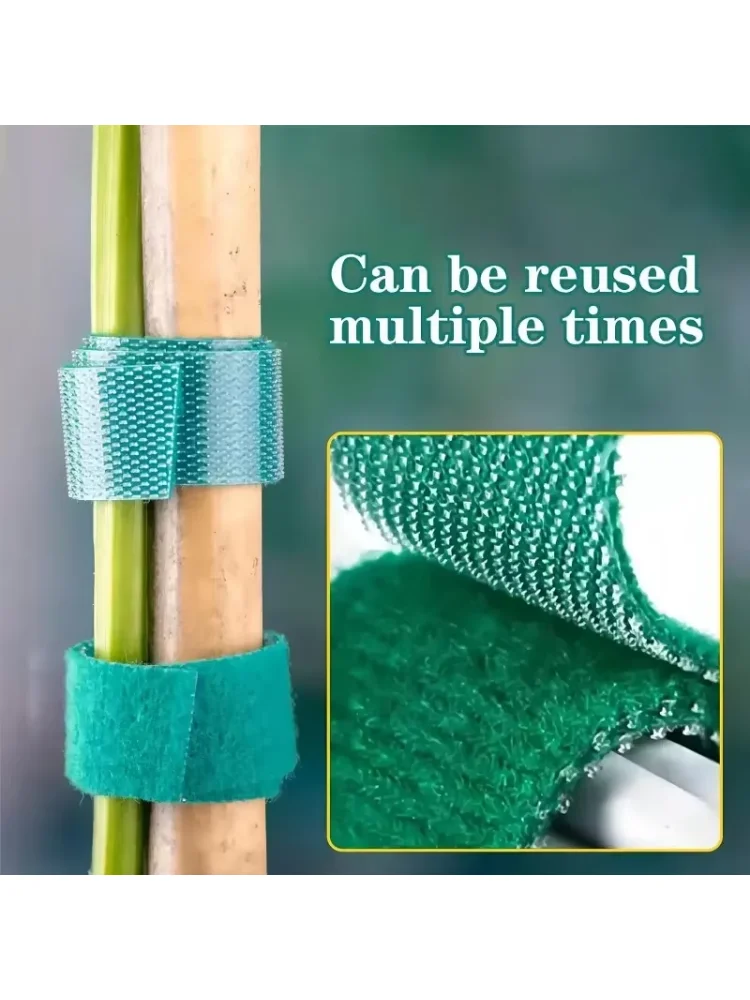 Self Adhesive Plant Nylon Cable Tie Green Adjustable Plants Hook Loop Support Garden Twine Bandage Reusable Fastener Tape Strips