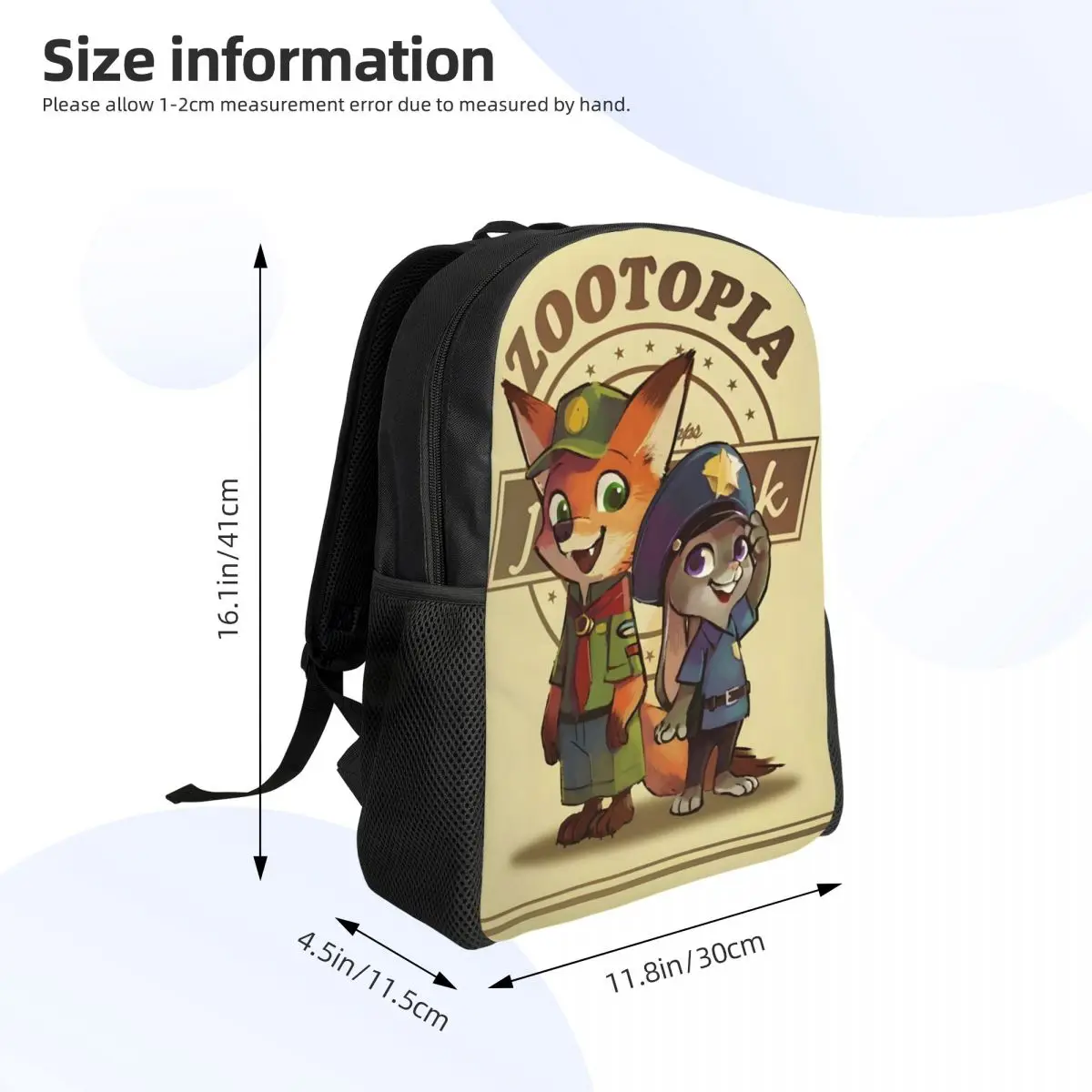 Custom Zootopia Cartoon Movie Backpacks for Women Men College School Students Bookbag Fits 15 Inch Laptop Nick Fox Bags