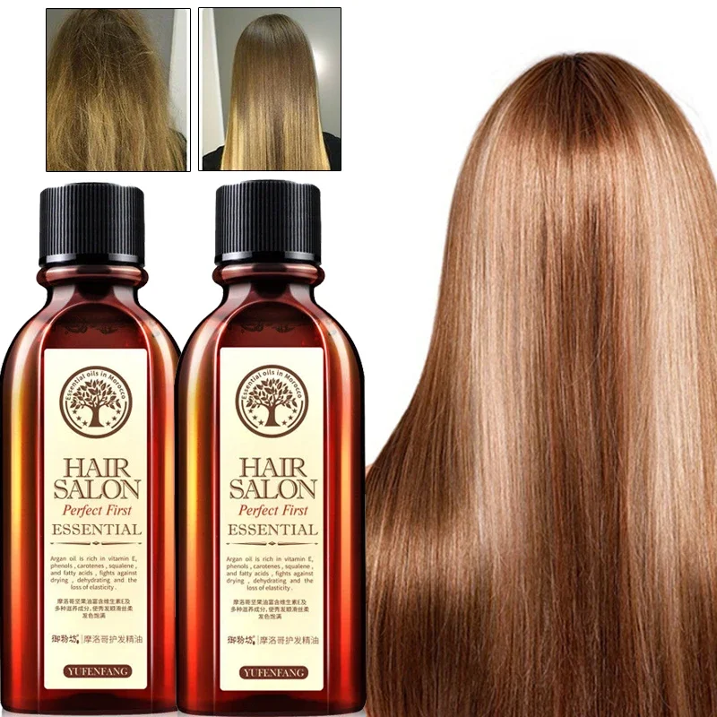 60ML Hair Oil Repairing Damaged Hair Prevent Hair Loss Nourish Curly Moroccan Oil for Dryhair Types Hairdressing Tool