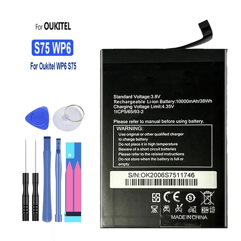 

WP6 Battery Backup Replacement for Oukitel S75 Smart Phone, High Capacity, 10000mAh