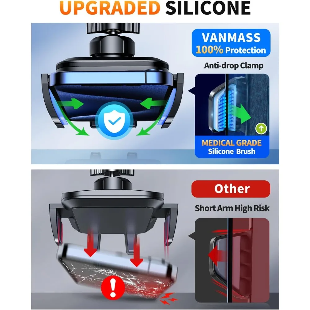 حامل هاتف السيارة المحدث لعام 2025، [85+LBS أقوى شفط] حاصل على براءة اختراع آمنة للهاتف الخلوي على الزجاج الأمامي ولوحة القيادة وفتحة تهوية للشاحنة