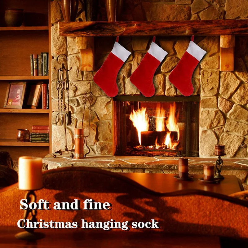 30PCS Red Felt Christmas Stockings Christmas Stockings Holder Socks Home Fireplace Gift Storage Bags For Holiday