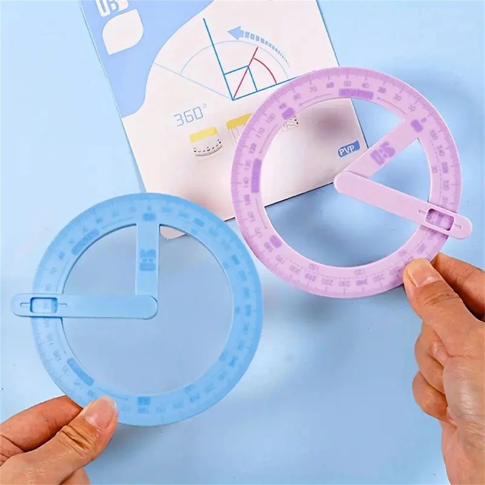 Single, Pink 360-degree Activity Angle Protractor Drawing Tool, School Office Right Angle Sharp Angle Painting Angle Stationery