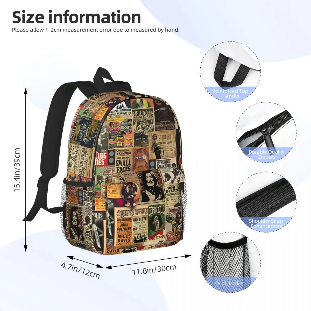 Rock N' Roll Stories Backpacks Teenager Bookbag Fashion Children School Bags Travel Rucksack Shoulder Bag Large Capacity