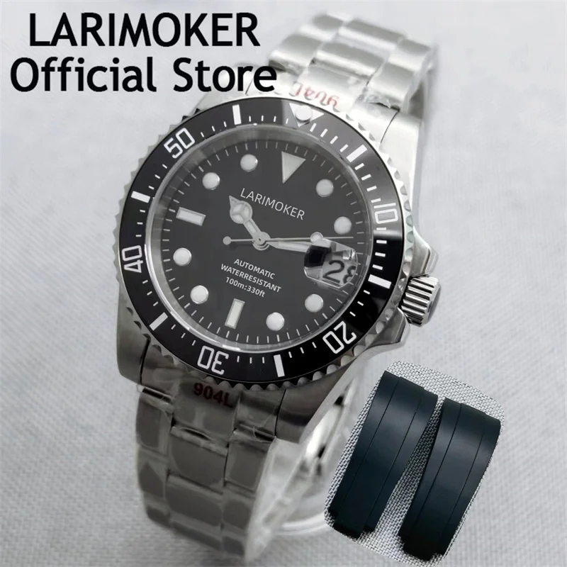 

LARIMOKER Black grey Green Dial Luminous Luxury Men Watch 24 Jewels NH35A MIYOTA 8215 PT5000 Brushed Oyster Strap Sapphire glass