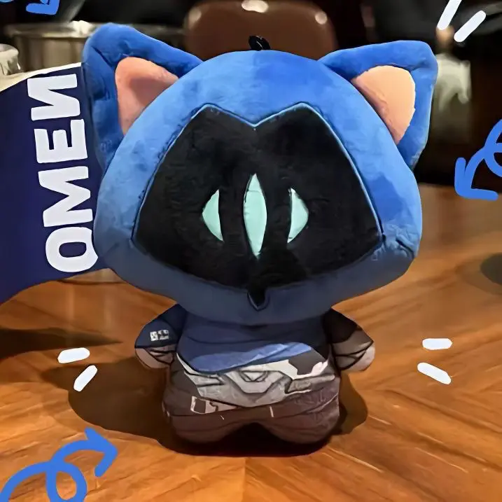 جديد VALORANT Omen القط تأثيري أنيمي أفخم 10 سنتيمتر لطيف محشوة الجسم بلوشي الكرتون قلادة هدايا عيد الميلاد