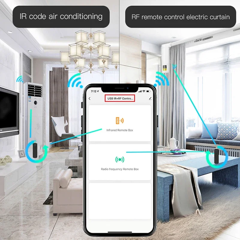 Universal Smart Remote Control WIFI IR RF433 315 Rotate USB Infrared Tuya Control For Air Conditioner Certain For Alexa Google