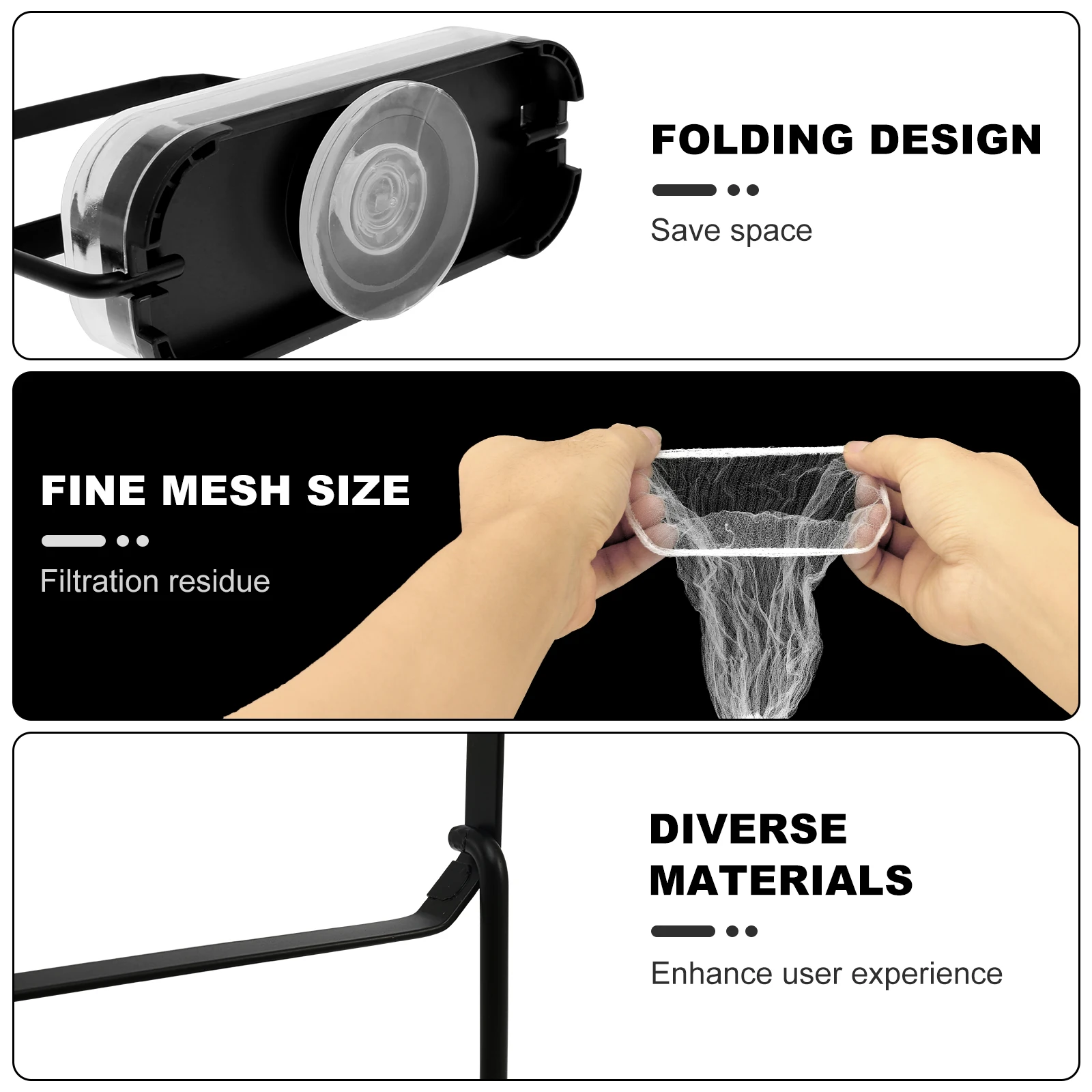 1/2Pcs Suction Cup Sink Filter Rack with 50/100 Filter Mesh Bag Folding Sink Food Catcher Filter Reusable Kitchen Sink Food