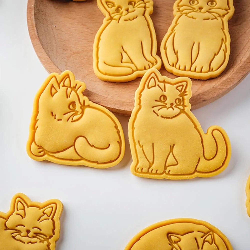 Cartoon Cat Cookie Cutter 3D Cookies Fondant Mold Cake Decorating Kitchen DIY Baking Molds