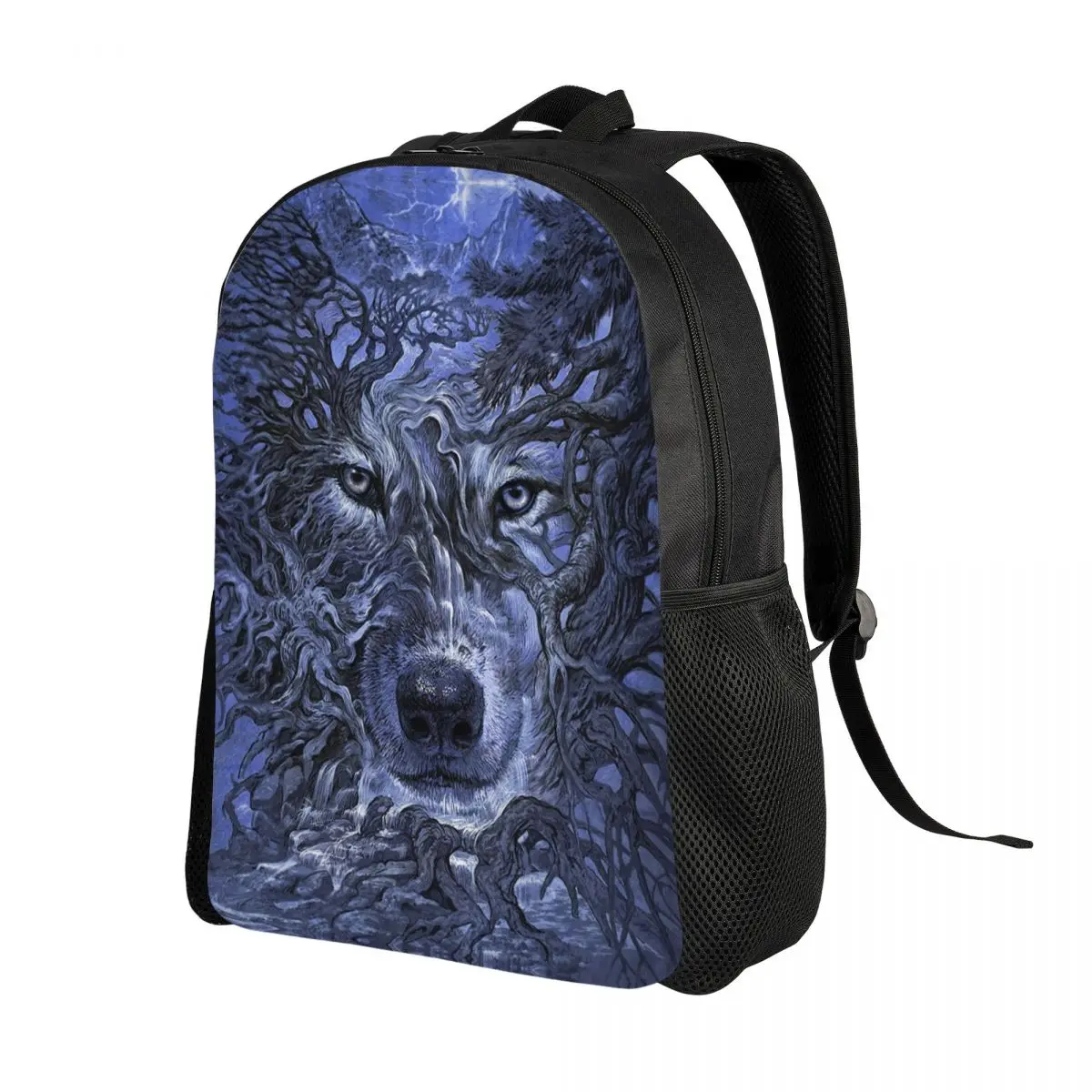 Wolf Tree Print Mochilas para mulheres e homens, Resistente à água, Saco de animais universitários, Bookbags