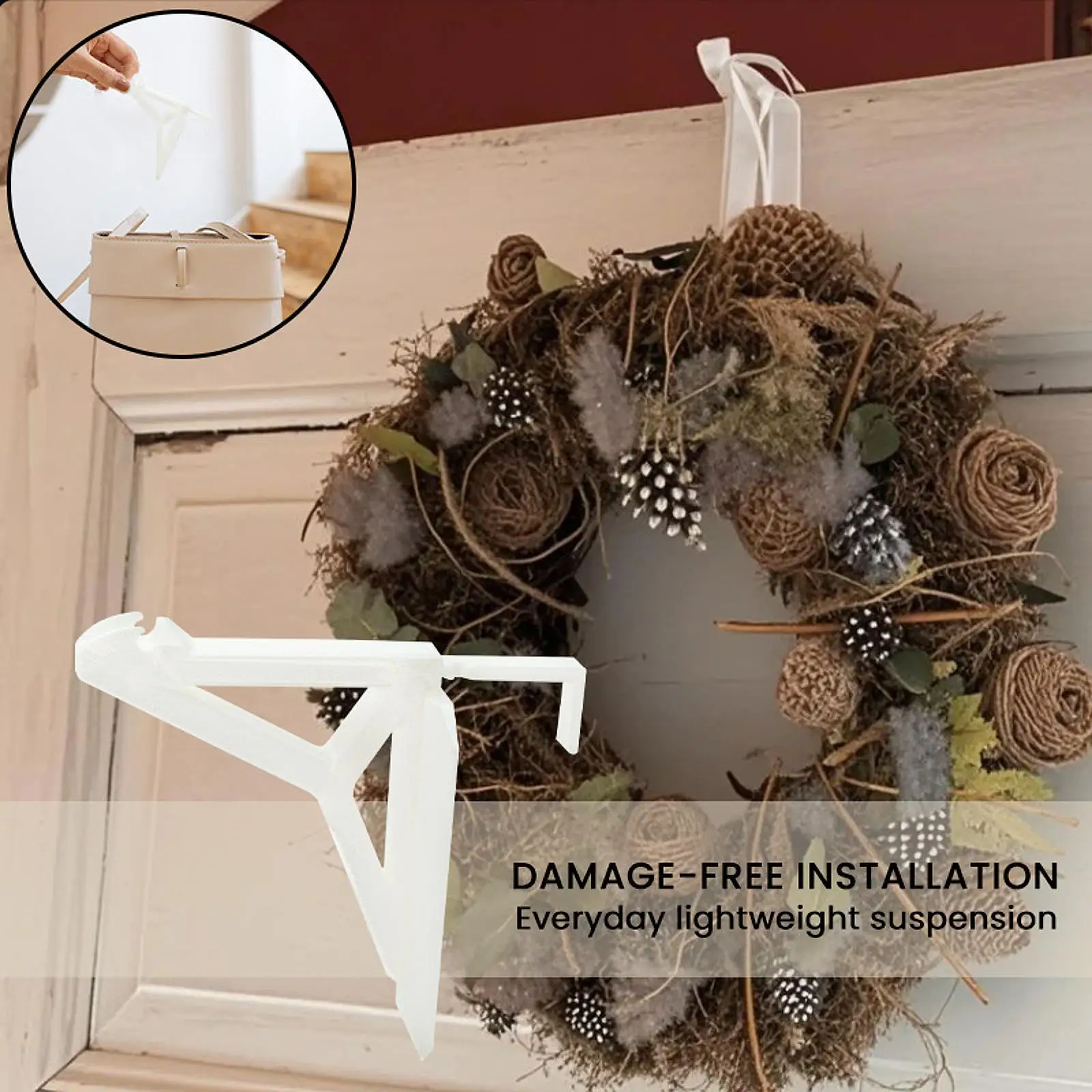 over The Door Hook Wreath Hanger Multi Purpose Hanging Decoration Storage Towel Rack Coat Rack for Robes Hats Hanging Clothes