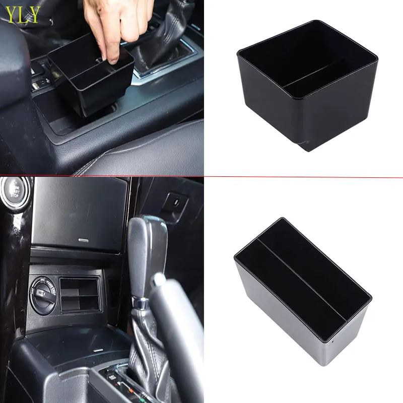 

For Toyota Land Cruiser Prado 150 2010-2017 ABS Black Car Gear Handle Rear Storage Box Key Box Interior Accessories