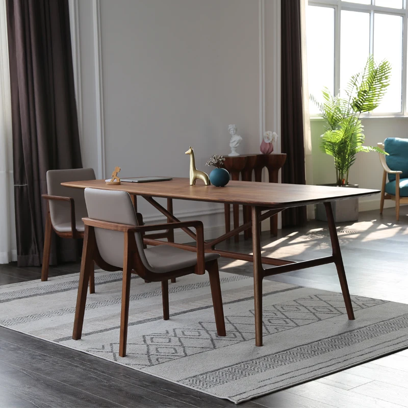 Black walnut dining table Nordic simplicity, eating table dining table