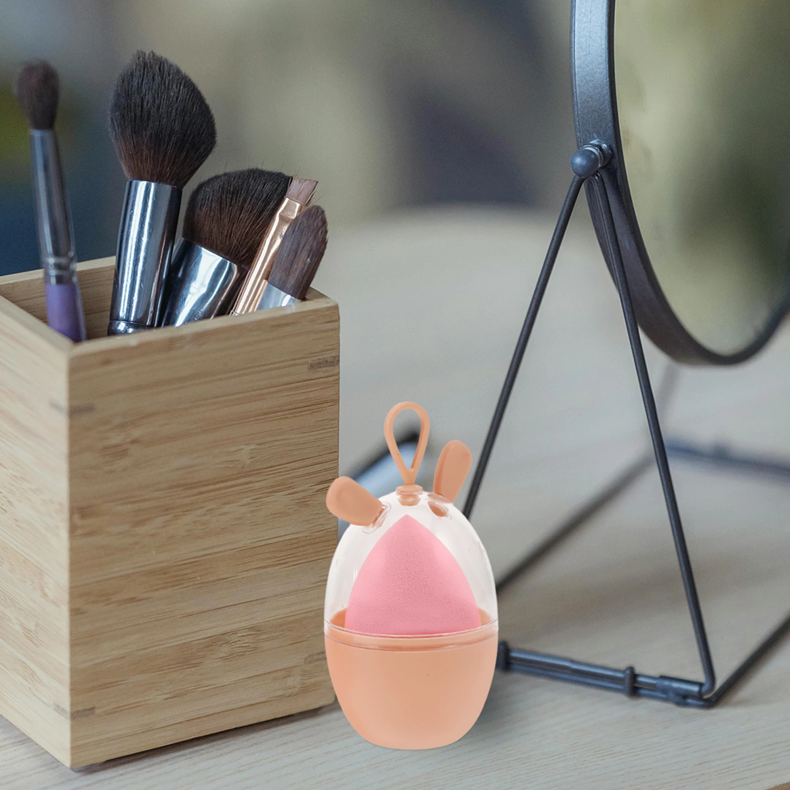 

3pcs Makeup Sponge Holder Beauty Egg Storage Box Pink Rabbit Supplies Silicone Puff Container Travel Bathroom Dry Clean