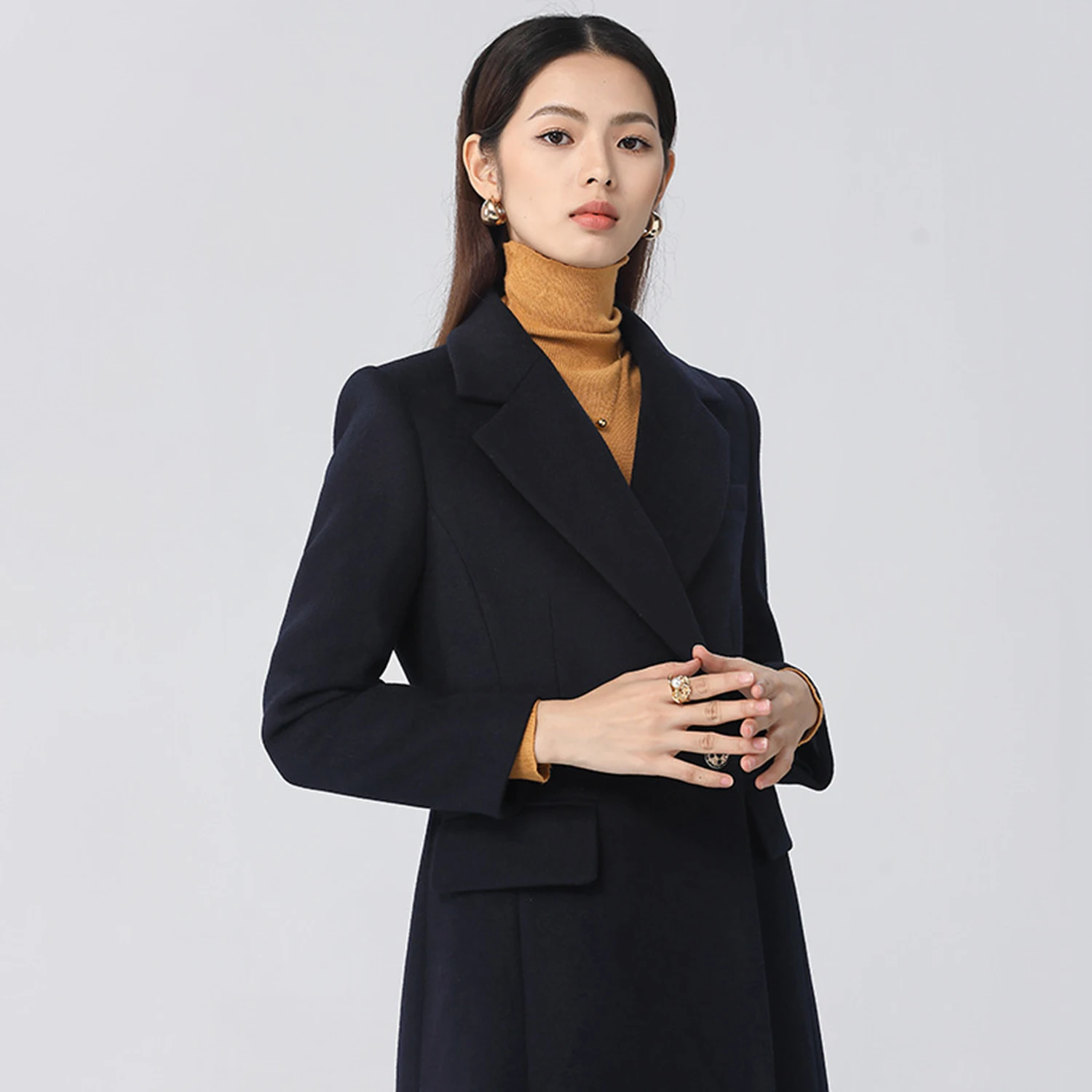 Allingentle Blazer palangre com bolsos laterais profundos Jaqueta longa elegante para roupas casuais de uso diário personalizadas