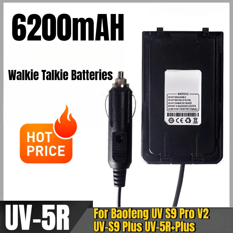 

UV-5R 6200mAH Walkie Talkie Batteries for Baofeng UV S9 Pro V2 UV-S9 Plus UV-5R+Plus