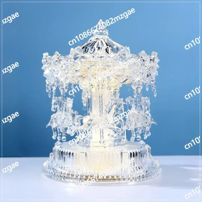 Carousel Music Box, Light Crystal Texture, Birthday and Christmas Gift, High-end Feel for Girls and Children