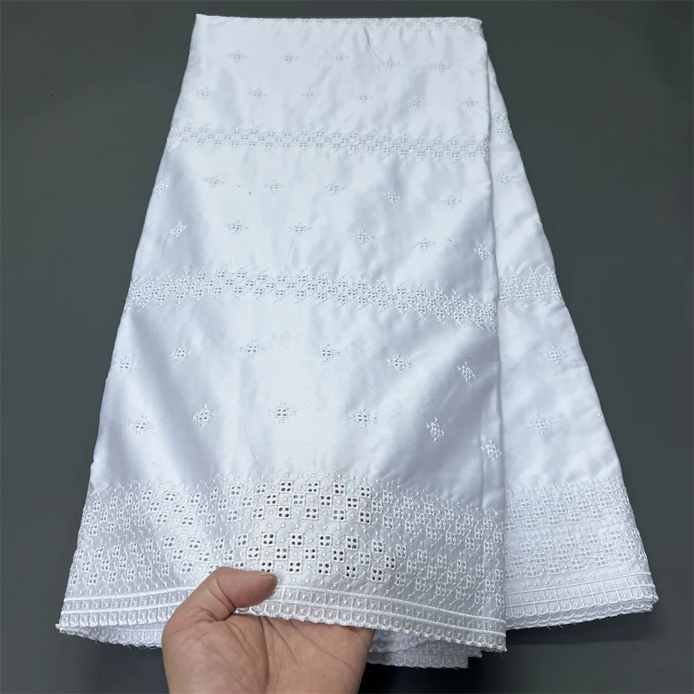 

2026 African Nigerian Sequins Tulle Lace Fabric Sewing Prom Dresses Embroidery High Quality Guipure cotton 5Yad hz1419