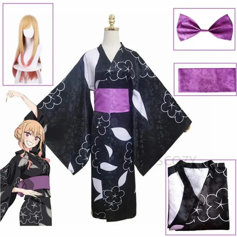 Disfraz de Marin Kitagawa, Kimono de Anime, mi vestido, Darling Marin Kitagawa, bonito traje de kimono negro, uniformes para fiesta de Halloween R