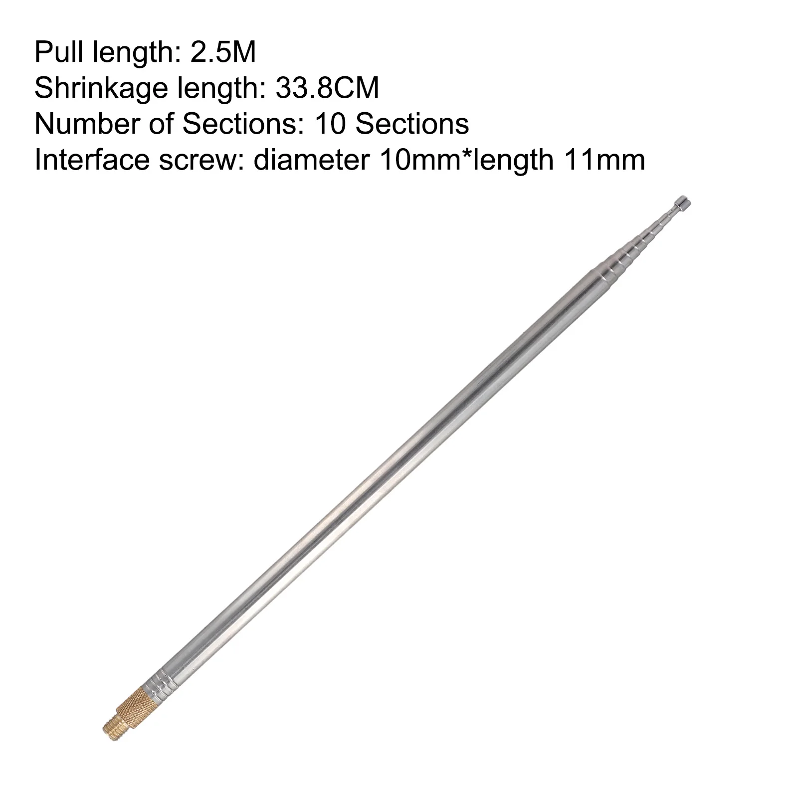 1 Pc 304 Stainless Steel 2.5m Whip Antenna For Pac12 JPC7 Portable Shortwave Antenna Radio Tv Replacement Telescopic Antenna