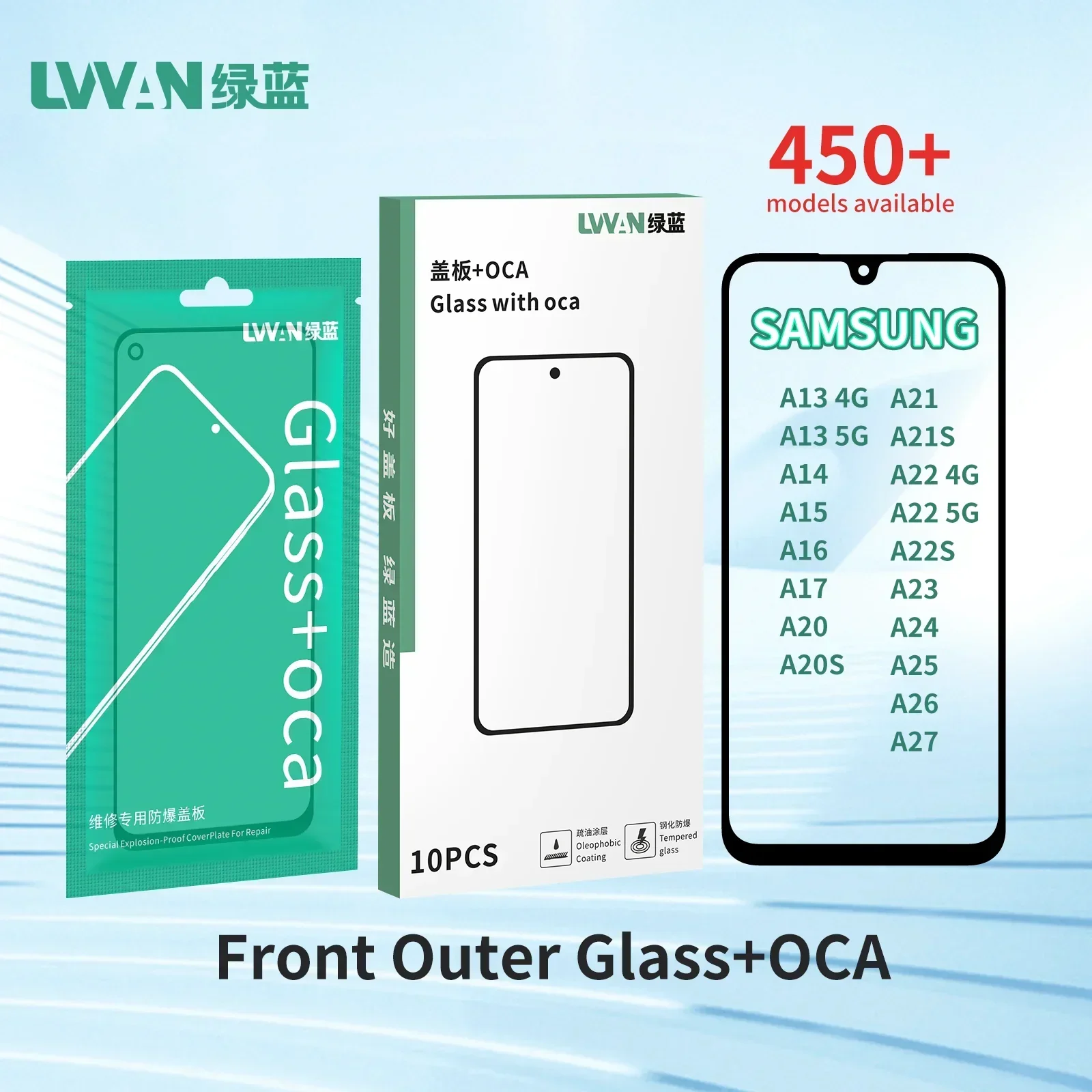 3PCS Screen Front Outer Glass with OCA for SAMSUNG GALAXY A13 A14 A15 A16 A17 A20S A21 A22 A23 A24 A25 A26 A27 Glass Replacement