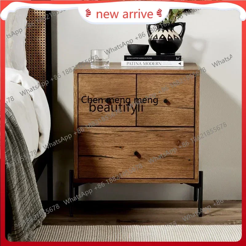 SS new style Wabi-sabi wind solid wood, retro simple bedroom small apartment storage cabinet B & B hotel, lockerss 7486