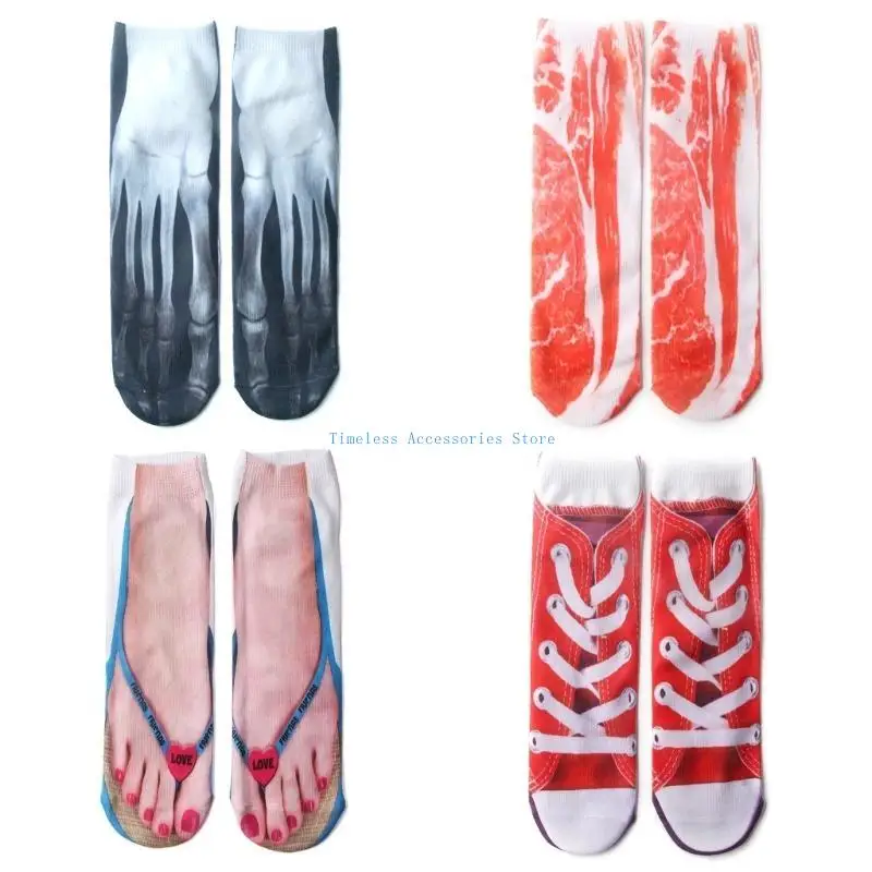 97QE Otoño Invierno Acogedores Calcetines cálidos para dormir Calcetines tobilleros corte bajo Patrón novedoso