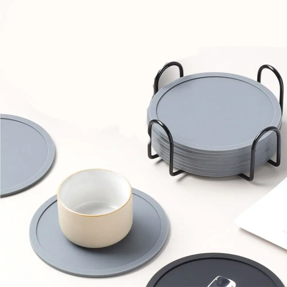 

12Pcs 10cm Diameter Silicone Coasters Heat Resistant Round Shape Drink Coasters Non-Slip Base Silicone Material Table Placemats