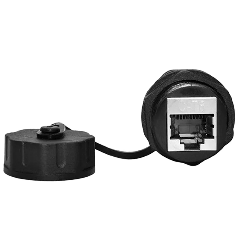 5 قطعة لوحة تصاعد RJ45 موصل مقاوم للماء إيثرنت LAN كابلات الموصلات محول مزدوج الرأس مع غطاء غبار